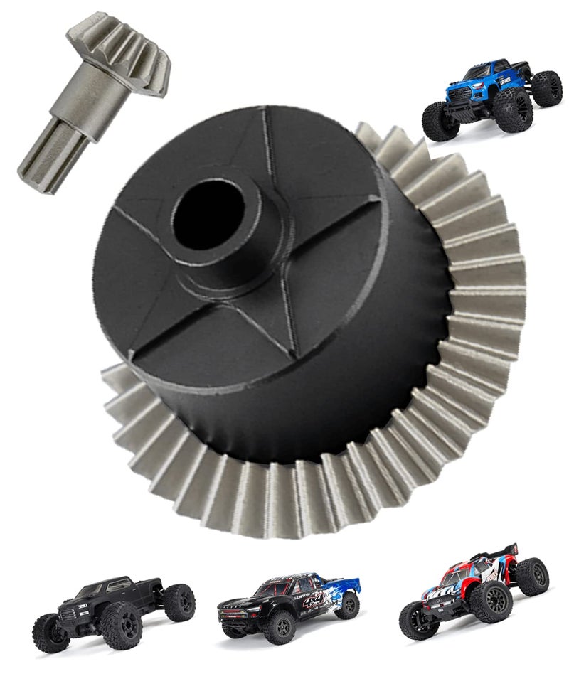 Rcarmumb Upgrades Part for 1/10 Arrma Granite/Senton/Vorteks/Big Rock 3S BLX,1/10 Outcast/Kraton 4S BLX 4X4,1/8 Vendetta/Typhon 3s blx,Steel 37T Main Gear & Differential Case & Input Gear 13T,Black - Image 1